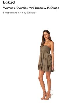 Edikted Olive Strappy Tiered Mini Dress